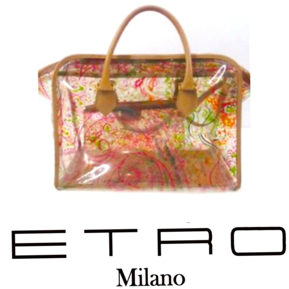 Etro Clear Tote Bag / Notorious Paisley Print W/ Pouch Inside /Made In Italy - Picture 13 of 15